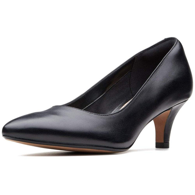 Clarks Women's Linvale Jerica Pump, Black Leather, 6 UK Wide