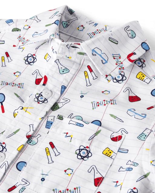 The Children's Place Boys' Short Sleeve Poplin Button Down Shirt, White, XX-Large