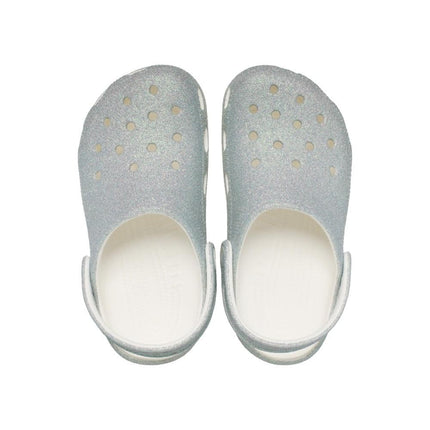 Crocs Unisex Kids Clog, Classic Iridescent Glitter Clog K, White, 4 UK Child