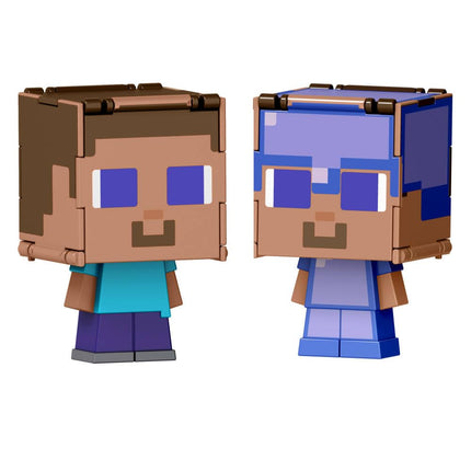 Mattel Minecraft Flippin� Figs Figures with 2-in-1 Fidget Play, 3.75-inch Scale Toy with Large Head & Pixelated Design (Characters May Vary)