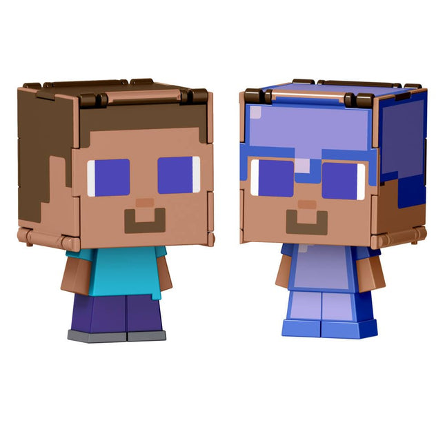 Mattel Minecraft Flippin� Figs Figures with 2-in-1 Fidget Play, 3.75-inch Scale Toy with Large Head & Pixelated Design (Characters May Vary)