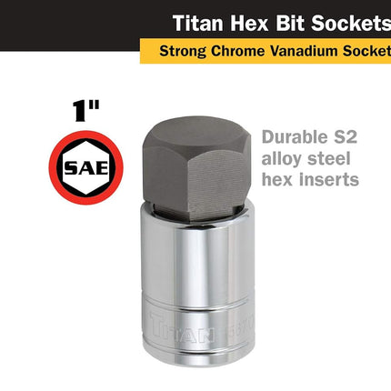 Titan 15670 1/2-Inch Drive x 1-Inch Hex Bit Socket