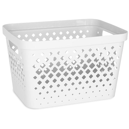 Glad Plastic Storage Basket Set, Value Pack of 6 | Open Storage Bins for Shelves, Bathroom, Pantry, Closet | Nesting Organizer Boxes with Handles, 4 Gallon, White