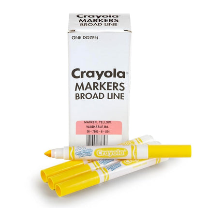 Crayola Washable Markers - Yellow (12ct), Kids Broad Line Markers for Classrooms & Teachers