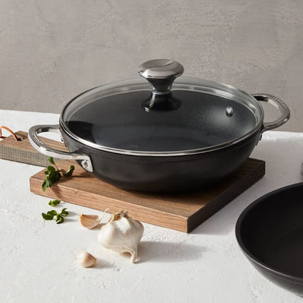 Le Creuset Toughened Nonstick Pro Cookware Set, 3pc. (9.5” Fry Pan & 2.5 qt. Braiser W/Glass Lid)