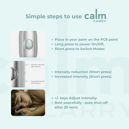 Glowco CalmCarry Sleep Aid Device – Handheld Microcurrent Relaxation Tool, Supports Calm, Focus & Gentle Relief, USB Rechargeable, Portable Wellness Device for Adults & Kids | Grey Calm Carry