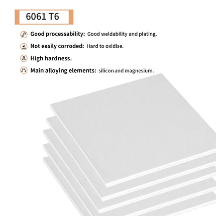 Tynulox 6061 Aluminum Sheet 1/8" x 6" x 12", 1 Pcs, No Scratch Aluminum Plates Double-Sided Film Aluminum Bars for Jewelry, Crafts, Electricalfor DIY Craft, Machinery, Industry and Decoration