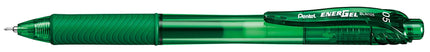 Pentel Bolígrafo retráctil de gel líquido EnerGel-X de 0,5 mm con punta de aguja y tinta verde, caja de 12 (BLN105-D)