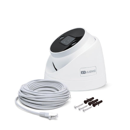 Caméra de sécurité dôme extérieure filaire 4K Swann AdvancedX™ PoE, vision nocturne en couleur, analyse/alertes vidéo IA intelligente, détection de mouvement avancée