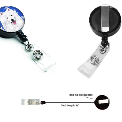 Caroline's Treasures American Eskimo Winter Snowflakes Holiday Retractable Badge Reel, Multicolor (SC9379BR)