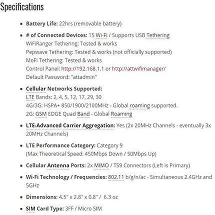 NETGEAR Unite Explore AC815S | Mobile WiFi Hotspot Cat.9 4G LTE | Up to 450Mbps Download Speed | Connect Up to 15 Devices | 18 Hours of Use Per Charge | 2 MIMO TS-9 Antenna connectors | GSM Unlocked