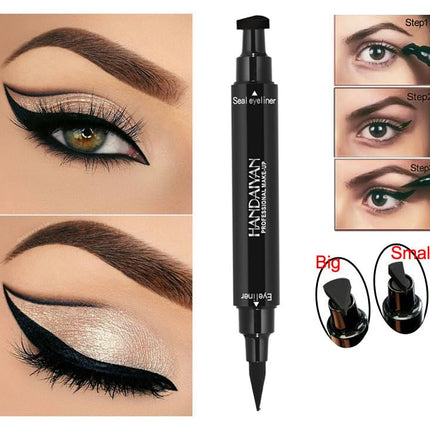 BONNIESTORE 2 Pack Dual-ended Winged Eyeliner Stamp, Waterproof Black Seal Pencil Long Lasting Wing Makeup Eye Liner Pen - 2 PACK