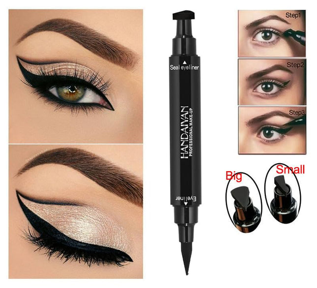 BONNIESTORE 2 Pack Dual-ended Winged Eyeliner Stamp, Waterproof Black Seal Pencil Long Lasting Wing Makeup Eye Liner Pen - 2 PACK