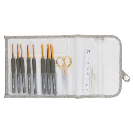 Tulip Etimo Gold Crochet Hook, Ergonomic Grey Handle, 1 Piece