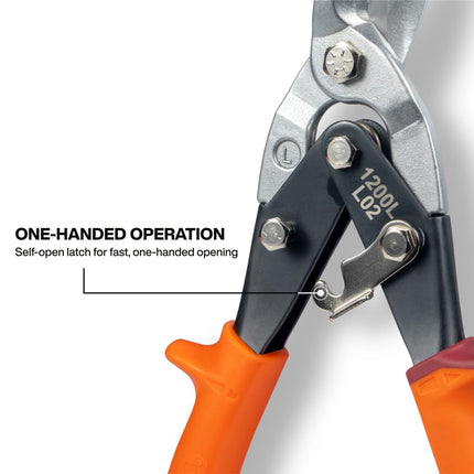 Klein Tools 80198 Aviation Snips Kit, Left and Right Metal Shears Set, 18 Gauge Steel Cutting, Serrated Blades, Self-Open Lock, Professional Tin Snips