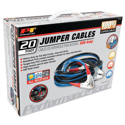 Performance Tool W1667 20' 4-Gauge Jumper Cable