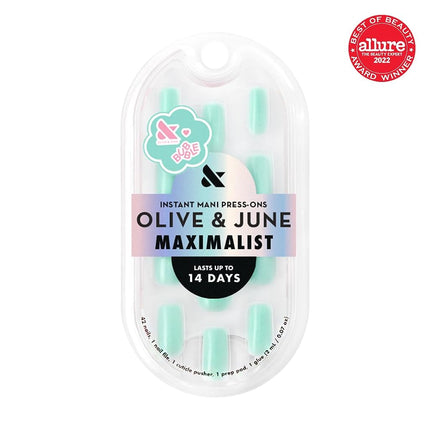Olive & June Maximalist Instant Mani Press-On Nails (Glue) | 42 Fake Nails, 21 Sizes | Non-Toxic, Long-Lasting Big, Bold Gorgeous Realistic Look | Salon-Quality at Home | Medium, Square | Slam Dunk