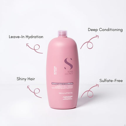 Alfaparf Milano Semi di Lino Moisture Nutritive Leave-In Conditioner - Promoting Glossy, Silky Radiance - Softens, Nourishes and Protects - 33.79 oz