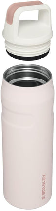 Stanley IceFlow Cap and Carry Water Bottle 24 oz | Wide Mouth Twist Lid | Lightweight and Leakproof for Travel and Sports | Insulated Stainless Steel | BPA-Free | Rose Quartz Glimmer