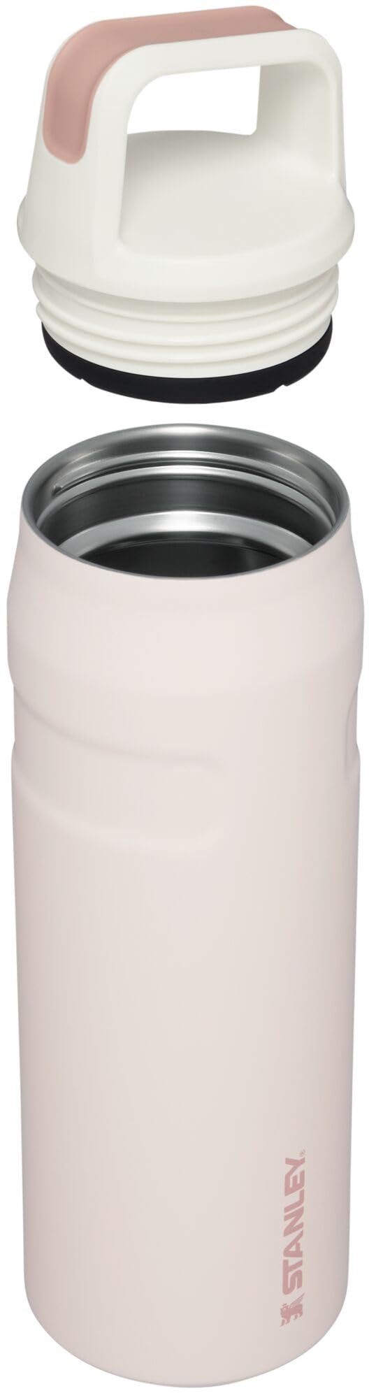 Stanley IceFlow Cap and Carry Water Bottle 24 oz | Wide Mouth Twist Lid | Lightweight and Leakproof for Travel and Sports | Insulated Stainless Steel | BPA-Free | Rose Quartz Glimmer