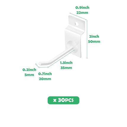 Yauhar 2/4/6/8 Inches Slatwall Panel Hooks Assortment Set, Heavy Duty Slat Wall Hanging Display Hooks Pegboard Hanger Hook for Gridwall Garage Shop Retail (White, 2 Inch)