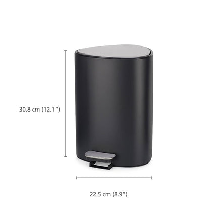 Joseph Joseph EasyStore Stainless steel 5 Litre Pedal Bin with Bin Liner Storage, Soft-Close Lid, Removable Inner Bucket, for Bathroom, Bedroom, Office, Matt Black