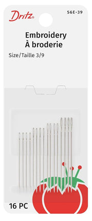Dritz 16 Embroidery, Multicolor, Size 3/9