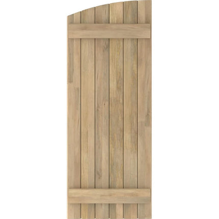 Ekena Millwork ARW101BE621X40UNH Americraft Six 2 Exterior Real Wood Joined Board-n-Batten Shutters w/Elliptical Top (Per Pair), 21"W x 40"H, Unfinished