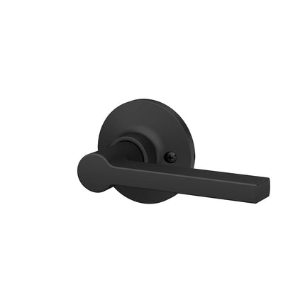Lock Scout Straight Lever with Round Trim Dummy Door Handle, Matte Black Finish, 4 Pack