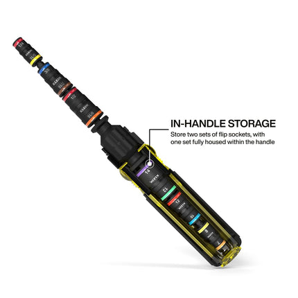 Klein Tools 32914HD 14-in-1 Impact Rated Flip Socket Set, Magnetic Socket Set with 12 Hex Drivers and Bit Holder, SAE & Metric Sizes, Cushion-Grip Handle