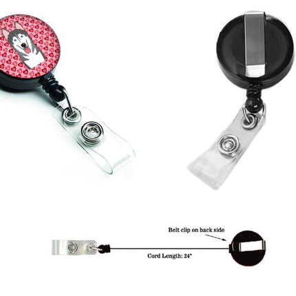 Caroline's Treasures Alaskan Malamute Hearts Retractable Badge Reel, Multicolor (BB5288BR)
