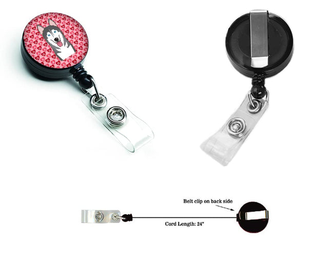 Caroline's Treasures Alaskan Malamute Hearts Retractable Badge Reel, Multicolor (BB5288BR)