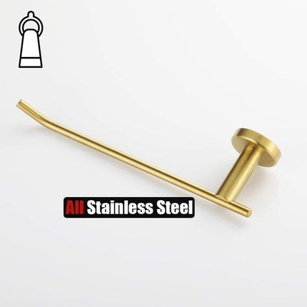 JQK Gold Hand Towel Bar, Stainless Steel Towel Ring for Bathroom, 9 Inch Necklace Holder Brushed Golden Wall Mount Left Hand, TR101-BG