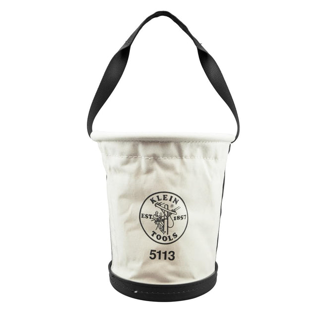 Klein Tools 5113 Canvas Bucket for Tool Storage and Transport, Made in USA, Tapered, Canvas with Web Handle