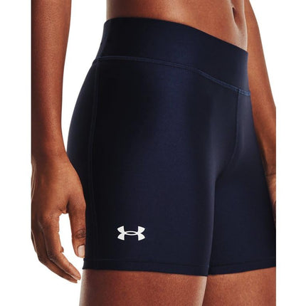 Under Armour Mallas cortas HeatGear Armour Mid Rise Middy para mujer, Midnight Navy (410)/White, XL