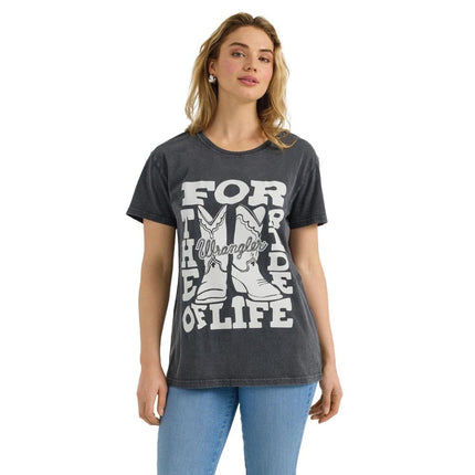 Wrangler Womens Retro Ride of Life Graphic Tee, Grey, XXL