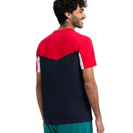 ARENA Men's Colour Block T-Shirt, Red-White-Navy, XS