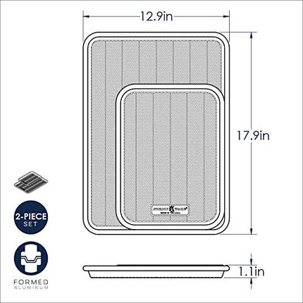 Juego de bandejas para hornear Nordic Ware Naturals Prism de un cuarto y media hoja, bandeja de aluminio con flujo de aire mejorado, bandeja de aluminio inoxidable, fabricado en EE. UU., plateado