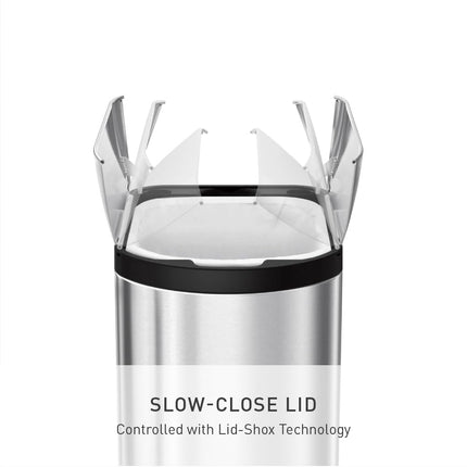 simplehuman CW1899 10L Butterfly Pedal Bin, Small Bin for Bathroom Bedroom Office, Strong Steel Pedal, Silent Soft Close Lid, Inner Bucket, Non-Skid Base, Fingerprint-Proof, Brushed Stainless Steel
