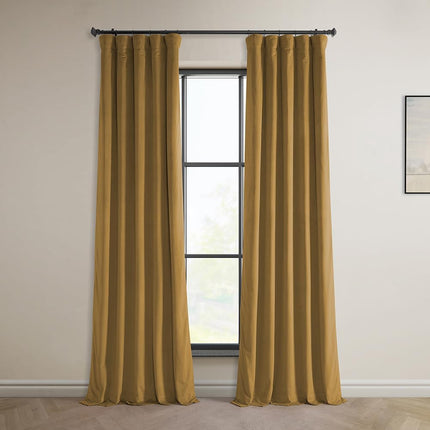 HPD Half Price Drapes Heritage Plush Velvet Curtains 108 Inches Long Room Darkening Curtains for Bedroom & Living Room 50W x 108L, (1 Panel), Retro Gold