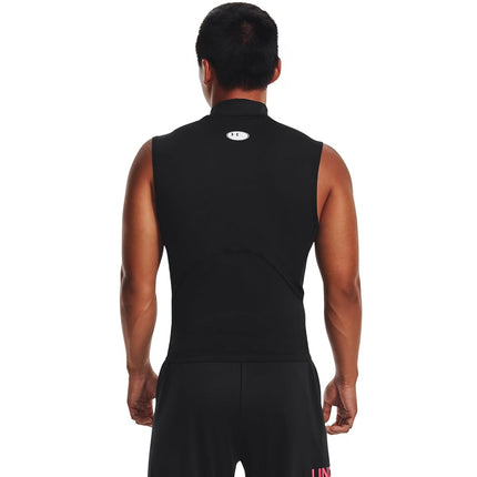 Under Armour Mens HeatGear Compression Mock Sleeveless - Black//White - SM