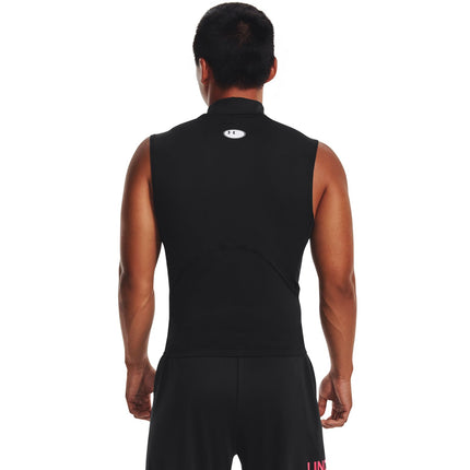 Under Armour Mens HeatGear Compression Mock Sleeveless - Black//White - SM