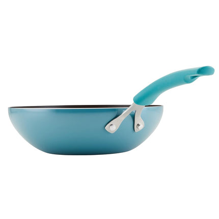 Rachael Ray Cook + Create Sartén/Wok Antiadherente para Saltear, 10.5 Pulgadas, Azul Agave
