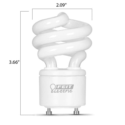 Feit Electric BPESL13T/GU24/41K/6 60W Equivalent 13 Watt 900 Lumen, 3.66" H x 2.09" D CFL Twist GU24 Base Bulb, 6 Pack, 4100K Cool White, 6 Count
