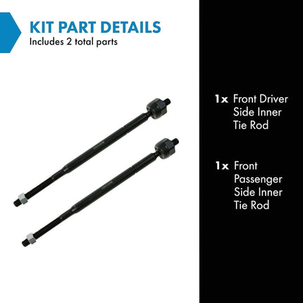 TRQ Front Inner Tie Rod Set Driver & Passenger Side Inner Compatible with 2004-2008 Chrysler Pacifica 2008-2010 Town & Country Dodge Grand Caravan 2009-2011 Volkswagen Routan