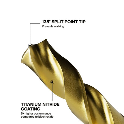 Klein Tools 53614 14-Piece Titanium Drill Bit Set, Impact-Rated, 1/4-Inch Hex Shank, Cuts Metal, Plastic, Wood, 11 Unique Sizes