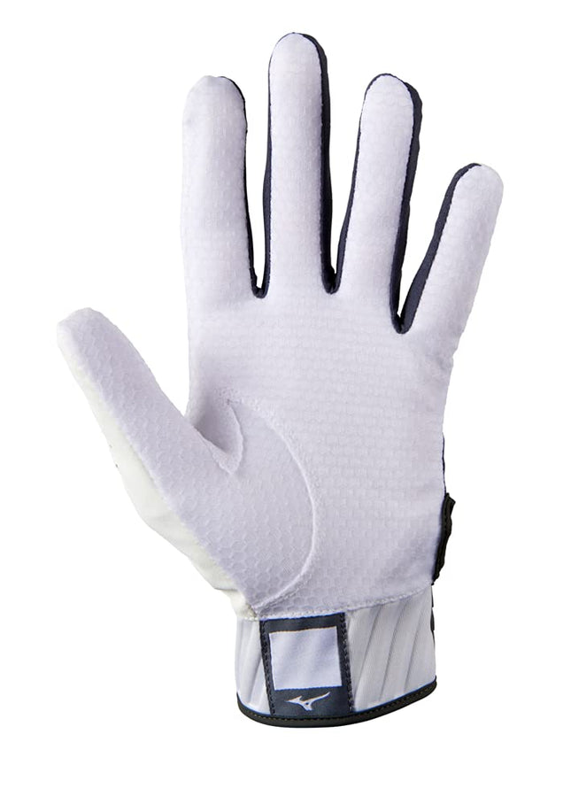 Mizuno MVP Youth Baseball Batting Glove, White-Grey, XX-Small