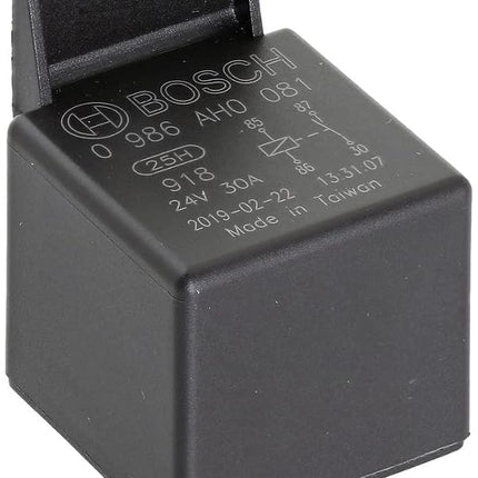 Bosch 0986AH0081 Power Relay 24V 30A, IP5K4, Operating Temperature from -40 Degree to 125 Degree C, 4 Pin Relay with Holder