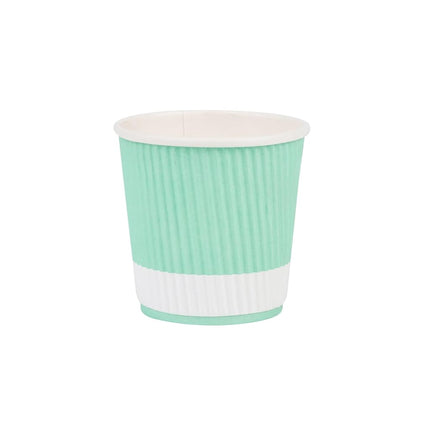 Restaurantware Ripple Wall Coffee Cups 500 Count 4 Ounce Insulated Light Green Paper Cups, Rolled Rim Spill-Resistant Disposable Paper Non-Slip for Coffee, Beverages