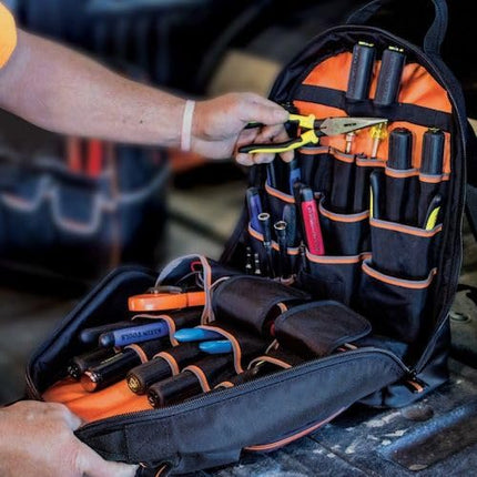 Klein Tools 55475 Tool Bag Backpack, Heavy Duty Tradesman Pro Tool Organizer/Tool Carrier with 35 Pockets for Hand Tools and Gear